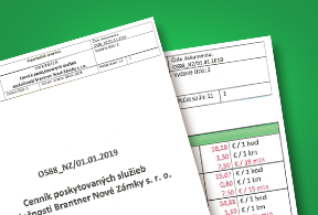 Cenník poskytovaných služieb